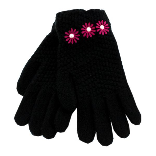 Prahar Women's Gloves Black With Flowers