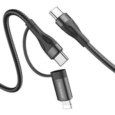 Borofone BX61 Καλώδιο 2 σε 1 USB-C σε Lightning / USB-C 1m