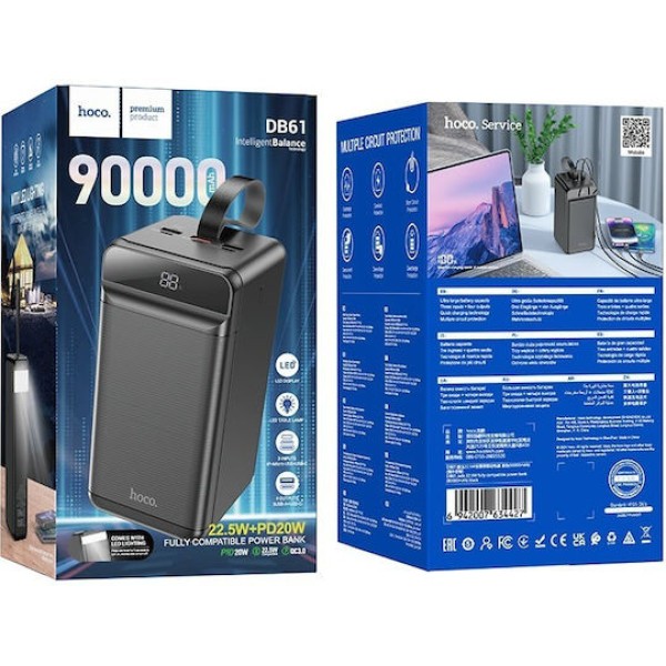 Hoco DB61 Power Bank 90000mAh 22.5W με 3 Θύρες USB-A και Θύρα USB-C Power Delivery / Quick Charge 3.0 Αξεσουάρ Κινητών/Tablet