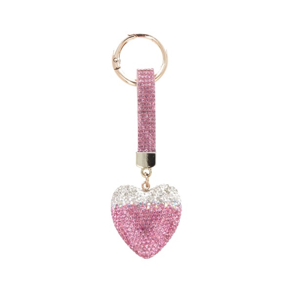 Metal Keychain With Rhinestones And Heart Design Metal Keychain With Rhinestones And Heart Design