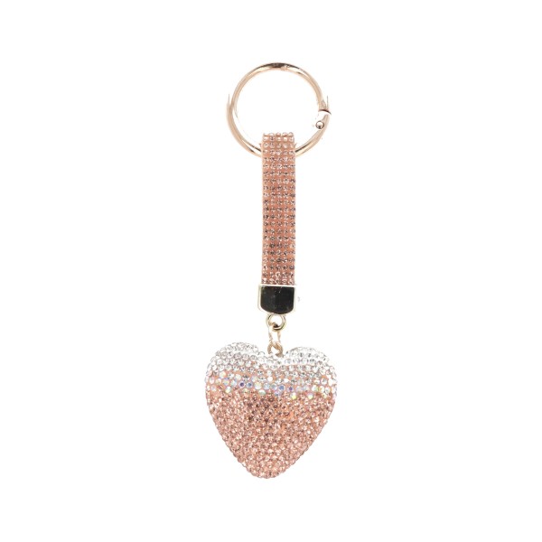 Metal Keychain With Rhinestones And Heart Design Metal Keychain With Rhinestones And Heart Design