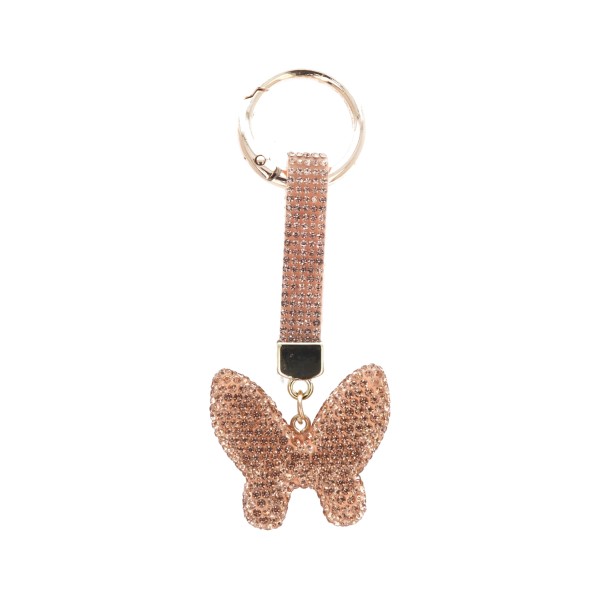 Metal Keychain With Rhinestone And Butterfly Design Metal Keychain With Rhinestone And Butterfly Design