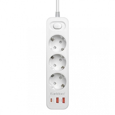 Earldom ES-SC13 Πολύμπριζο 3 Θέσεων 2xUSB-A & 1xUSB-C 3000W