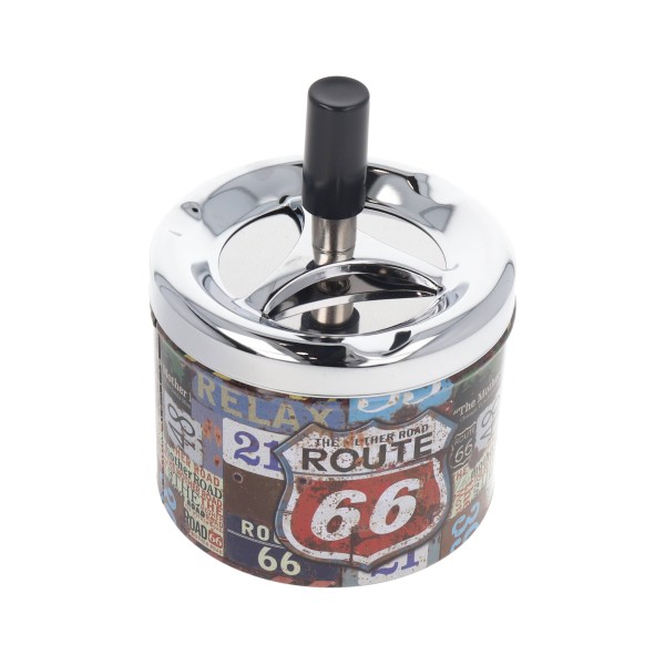 Ashtray With Mechanism And Route 66 Design