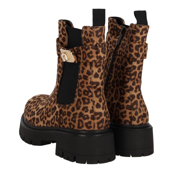 Plato Women's Ankle Boots with Elastic and Zipper -Animal Print Plato Women's Ankle Boots with Elastic and Zipper -Animal Print