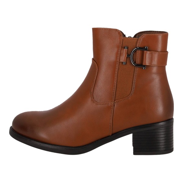 PLATO Women's Leatherette Ankle Boots with Chunky Low Heel