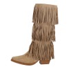 Ideal Shoes Γυναικείες Μπότες Suede με Κρόσια και Χοντρό Τακούνι