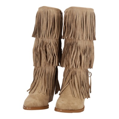 Ideal Shoes Γυναικείες Μπότες Suede με Κρόσια και Χοντρό Τακούνι