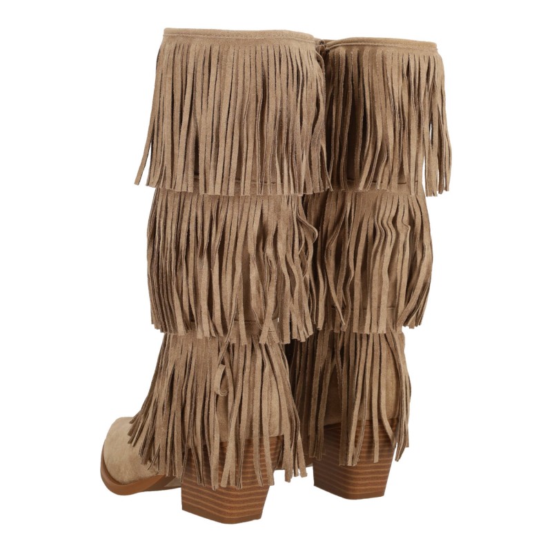 Ideal Shoes Γυναικείες Μπότες Suede με Κρόσια και Χοντρό Τακούνι