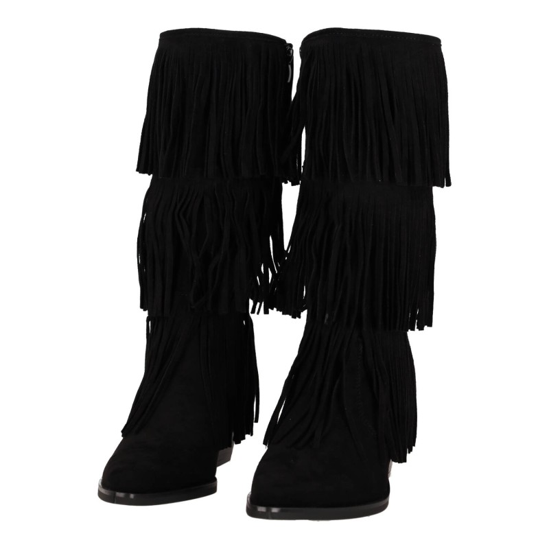 Ideal Shoes Γυναικείες Μπότες Suede με Κρόσια και Χοντρό Τακούνι