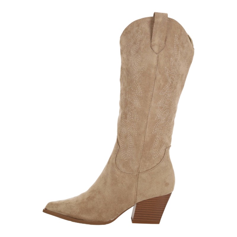 Ideal Shoes Γυναικείες Μπότες Κεντημένες Cowboy Suede με Χοντρό Τακούνι Ideal Shoes Γυναικείες Μπότες Κεντημένες Cowboy Suede με Χοντρό Τακούνι
