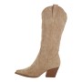 Ideal Shoes Γυναικείες Μπότες Κεντημένες Cowboy Suede με Χοντρό Τακούνι