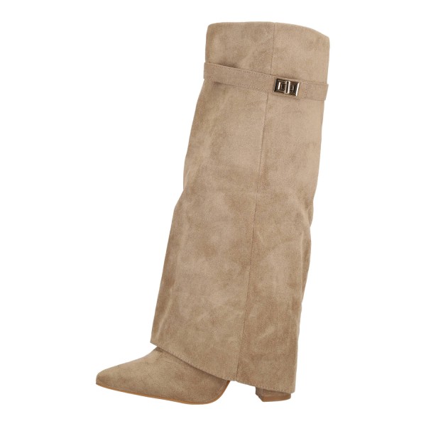 OEM Γυναικείες Μπότες Suede με Χοντρό Τακούνι