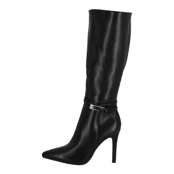Ideal Shoes Γυναικείες Ψηλές Μπότες Δερματίνη με Λεπτό Τακούνι