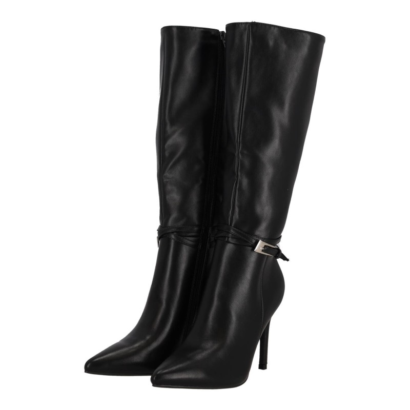 Ideal Shoes Γυναικείες Ψηλές Μπότες Δερματίνη με Λεπτό Τακούνι