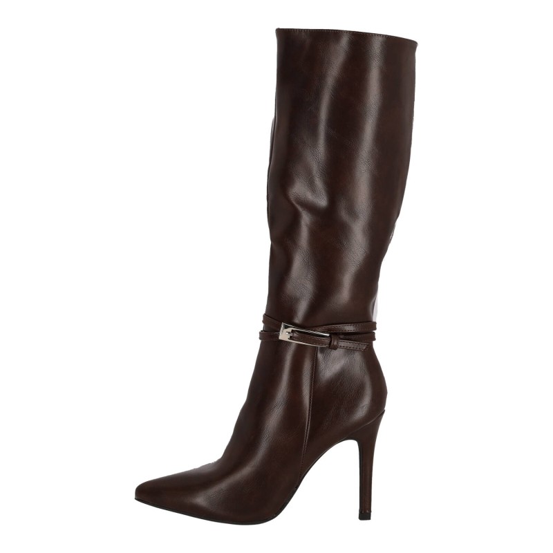 Ideal Shoes Γυναικείες Ψηλές Μπότες Δερματίνη με Λεπτό Τακούνι