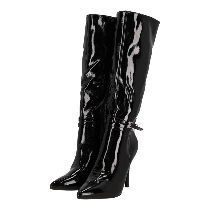 Ideal Shoes Γυναικεία Ψηλή Μπότα Λουστρίνι με Λεπτό Τακούνι Ideal Shoes Γυναικεία Ψηλή Μπότα Λουστρίνι με Λεπτό Τακούνι