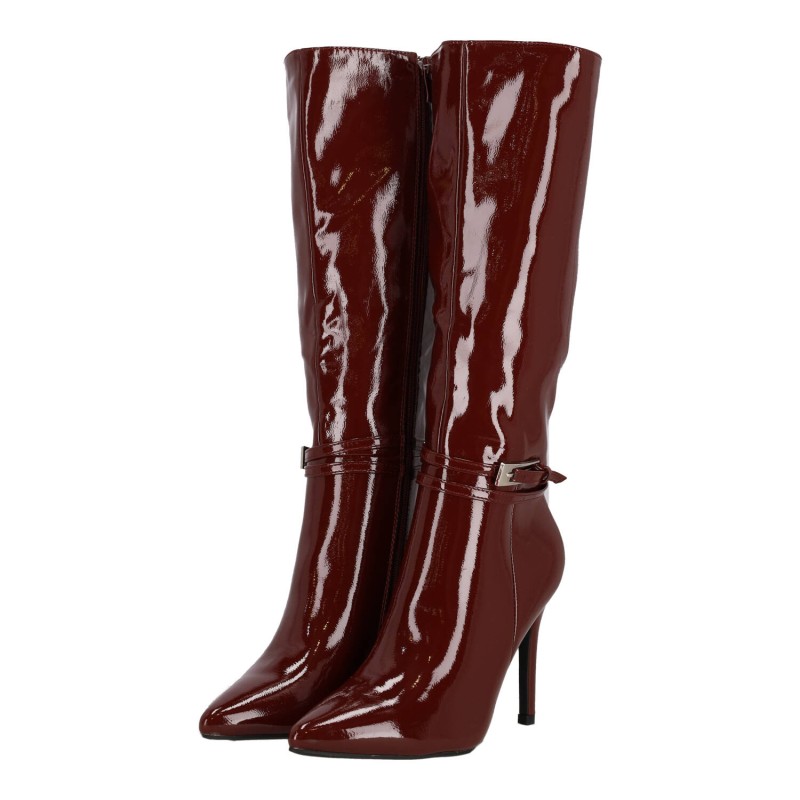 Ideal Shoes Γυναικεία Ψηλή Μπότα Λουστρίνι με Λεπτό Τακούνι Ideal Shoes Γυναικεία Ψηλή Μπότα Λουστρίνι με Λεπτό Τακούνι