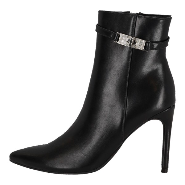 Plato Γυναικείο Χαμηλό Μποτάκι Δερματίνη με Λεπτομέρεια Ζώνη με Στρας