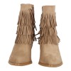 Super Moda Γυναικείο Χαμηλό Μποτάκι Suede με Κρόσια και Χοντρό Κοντό Τακούνι