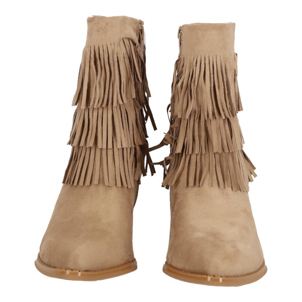 Super Moda Women's Low Suede Ankle Boots with Fringes and Thick Short Heel Super Moda Women's Low Suede Ankle Boots with Fringes and Thick Short Heel