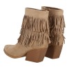 Super Moda Γυναικείο Χαμηλό Μποτάκι Suede με Κρόσια και Χοντρό Κοντό Τακούνι
