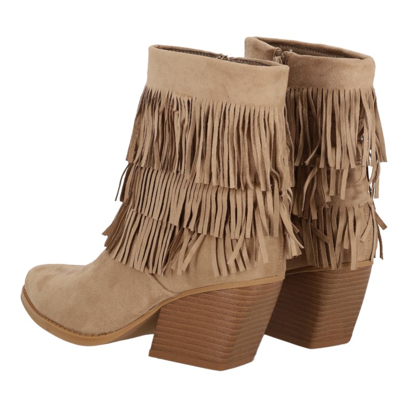 Super Moda Γυναικείο Χαμηλό Μποτάκι Suede με Κρόσια και Χοντρό Κοντό Τακούνι