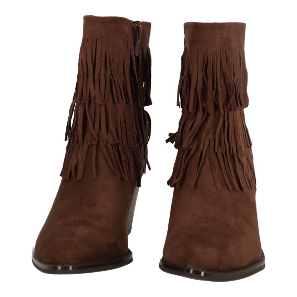 Super Moda Women's Low Suede Ankle Boots with Fringes and Thick Short Heel Super Moda Women's Low Suede Ankle Boots with Fringes and Thick Short Heel