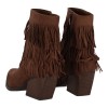 Super Moda Γυναικείο Χαμηλό Μποτάκι Suede με Κρόσια και Χοντρό Κοντό Τακούνι