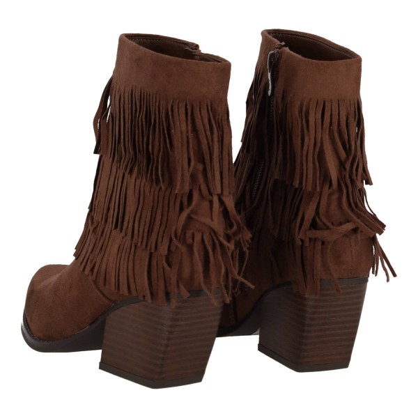 Super Moda Women's Low Suede Ankle Boots with Fringes and Thick Short Heel Super Moda Women's Low Suede Ankle Boots with Fringes and Thick Short Heel