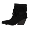 Super Moda Γυναικείο Χαμηλό Μποτάκι Suede με Κρόσια και Χοντρό Κοντό Τακούνι