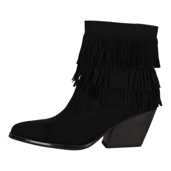 Super Moda Women's Low Suede Ankle Boots with Fringes and Thick Short Heel Super Moda Women's Low Suede Ankle Boots with Fringes and Thick Short Heel