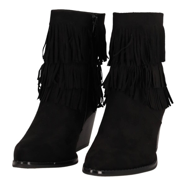 Super Moda Women's Low Suede Ankle Boots with Fringes and Thick Short Heel Super Moda Women's Low Suede Ankle Boots with Fringes and Thick Short Heel