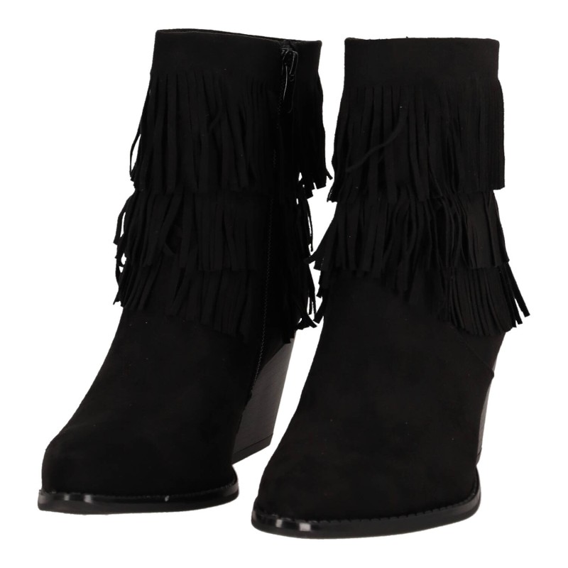Super Moda Γυναικείο Χαμηλό Μποτάκι Suede με Κρόσια και Χοντρό Κοντό Τακούνι