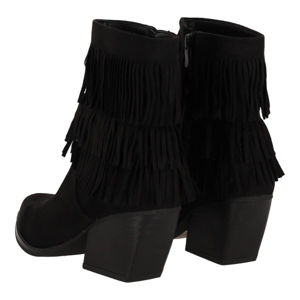 Super Moda Women's Low Suede Ankle Boots with Fringes and Thick Short Heel Super Moda Women's Low Suede Ankle Boots with Fringes and Thick Short Heel