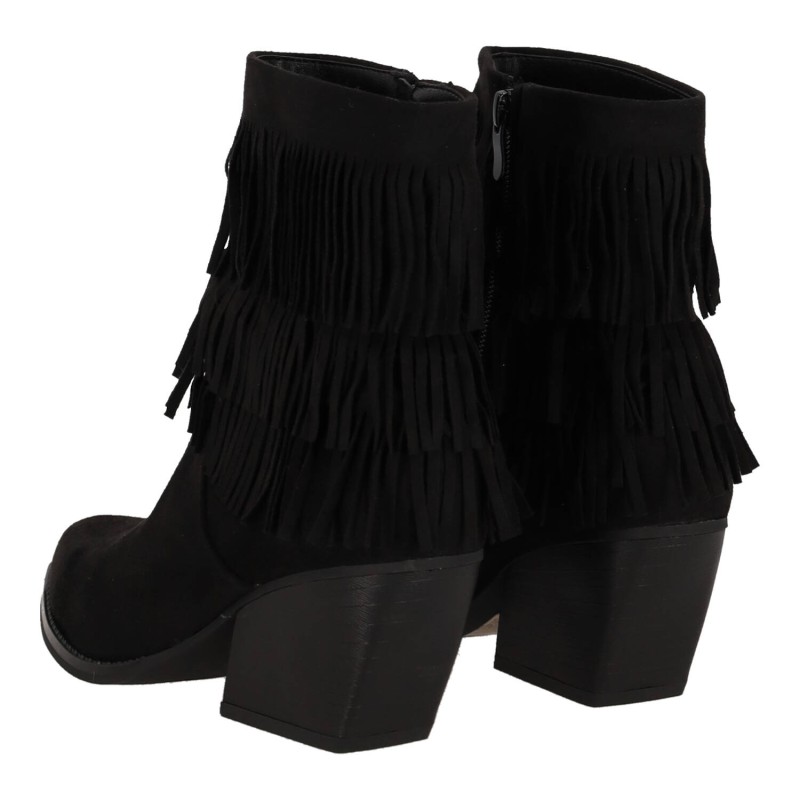 Super Moda Γυναικείο Χαμηλό Μποτάκι Suede με Κρόσια και Χοντρό Κοντό Τακούνι