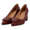 Sweet Shoes Γυναικεία Μυτερή Γόβα Λουστρίνι με Κοντό Χοντρό Τακούνι
