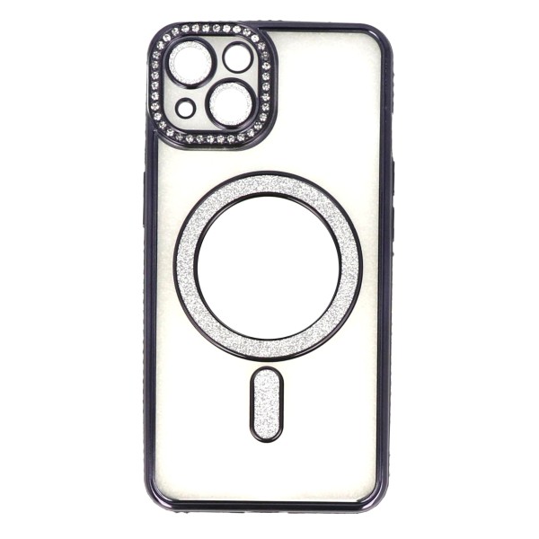 Cookover Back Cover Silicone Case With Camera Glass, Magsafe, Rhinestones And Glitter (Iphone 13)