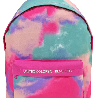 United Colors Of Benetton Σχολική Τσάντα Πλάτης Γυμνασίου - Λυκείου με Πολύχρωμα Σύννεφα