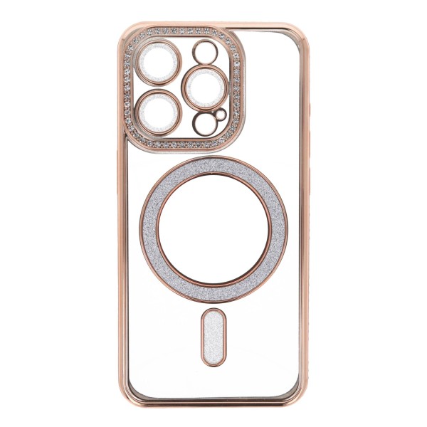 Back Cover Θήκη Σιλικόνης Με Τζαμάκι Κάμερας, Magsafe, Στρασάκια Και Γκλίτερ (Iphone 15 Pro)