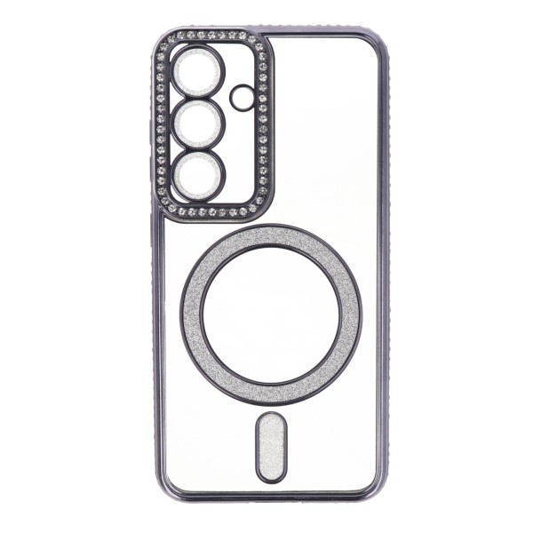 Back Cover Silicone Case With Camera Glass, Magsafe, Rhinestones And Glitter (Samsung Galaxy S24 Plus & Samsung Galaxy S25 Plus)