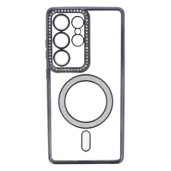 Back Cover Silicone Case With Camera Glass, Magsafe, Rhinestones And Glitter (Samsung Galaxy S25 Ultra) Mobile / Tablet Accessories