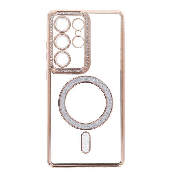 Back Cover Θήκη Σιλικόνης Με Τζαμάκι Κάμερας, Magsafe, Στρασάκια Και Γκλίτερ (Samsung Galaxy S25 Ultra)