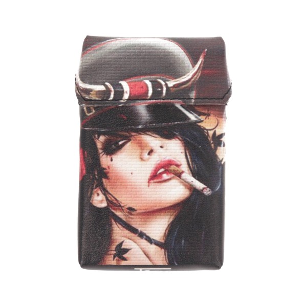 Tfar Slim leather cigarette case with pattern Woman