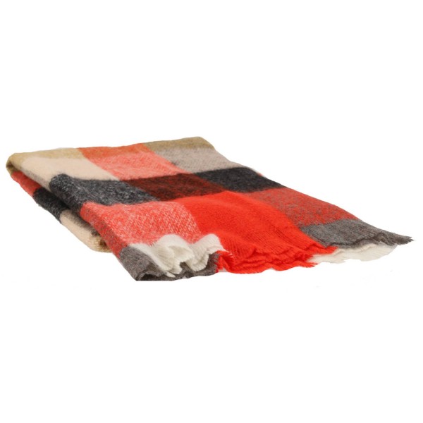 ΟΕΜ Γυναικείο Κασκόλ Καρό Με Κρόσια