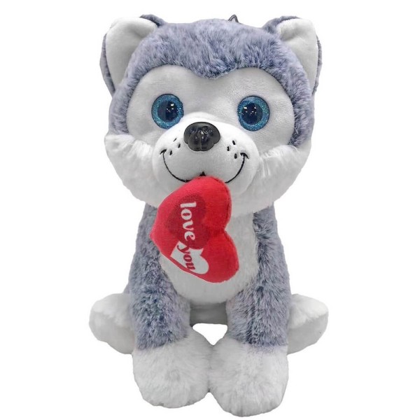 Plush Husky With Heart 25cm.