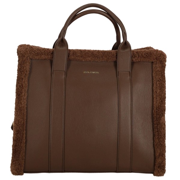 Regina Shrecker Γυναικείο Τσαντάκι Χειρός/Χιαστί με Γούνινη Λεπτομέρεια Δερματίνη