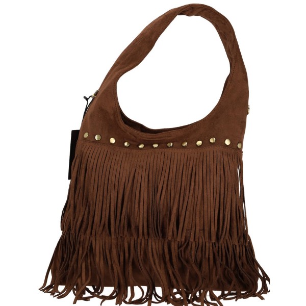 Erick Style Γυναικεία Τσάντα Ώμου/Χιαστί Suede με Κρόσια