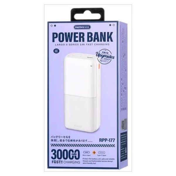 Remax RPP-177 Power Bank 30000 mAh με Θύρα USB-A και USB-C