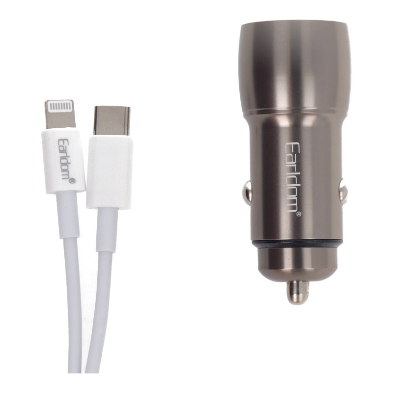 Earldom ES-CC15 Σετ Φόρτισης Αυτοκινήτου Με 2 Θύρες USB-C και Καλώδιο USB-C σε Lightning Earldom ES-CC15 Σετ Φόρτισης Αυτοκινήτου Με 2 Θύρες USB-C και Καλώδιο USB-C σε Lightning
